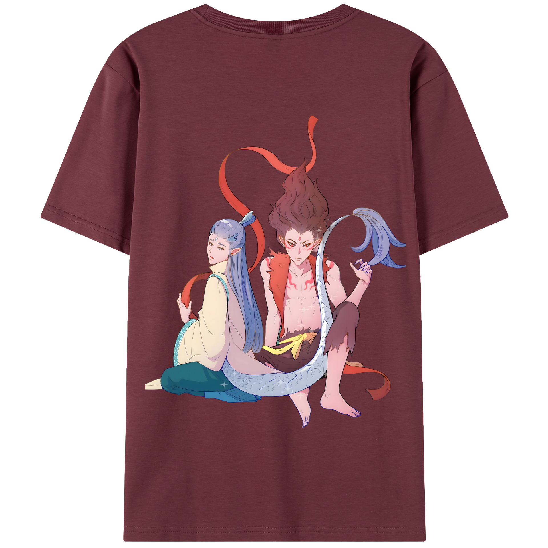 （画像用） Ne Zha 2 ナタ 魔童の大暴れ 綿100％半袖Tシャツ（背面プリント）